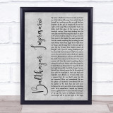 Frank Turner Balthazar, Impresario Grey Rustic Script Song Lyric Print