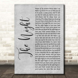 Frankie Valli & The Four Seasons The Night Grey Rustic Script Song Lyric Print