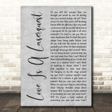 Arctic Monkeys Love Is A Laserquest Grey Rustic Script Song Lyric Print