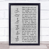 Jesse McCartney When You Wish Upon A Star Grey Rustic Script Song Lyric Print