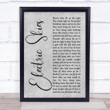 Josh Abbott Band Electric Skies Grey Rustic Script Song Lyric Print