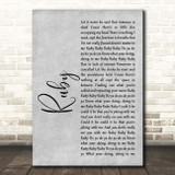 Kaiser Chiefs Ruby Grey Rustic Script Song Lyric Print