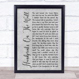 Kenny Rogers Handprints On The Wall Grey Rustic Script Song Lyric Print