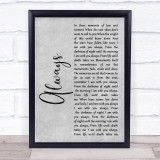 Killswitch Engage Always Grey Rustic Script Song Lyric Print