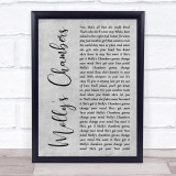 Kings Of Leon Molly's Chambers Grey Rustic Script Song Lyric Print