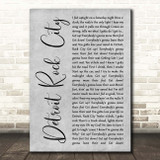 Kiss Detroit Rock City Grey Rustic Script Song Lyric Print