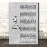 Kodaline Brother Grey Rustic Script Song Lyric Print