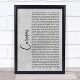 Lana Del Rey Carmen Grey Rustic Script Song Lyric Print