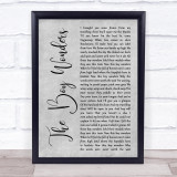 Aztec Camera The Boy Wonders Grey Rustic Script Song Lyric Print