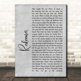 Nicole C Mullen Redeemer Grey Rustic Script Song Lyric Print