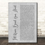 Backstreet Boys I'll Never Break Your Heart Grey Rustic Script Song Lyric Print