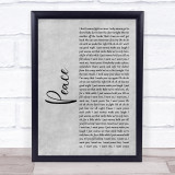 O.A.R. Peace Grey Rustic Script Song Lyric Print