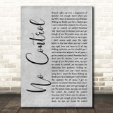 One Direction No Control Grey Rustic Script Song Lyric Print