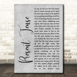 Pearl Jam Present Tense Grey Rustic Script Song Lyric Print