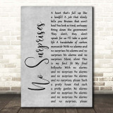 Radiohead No Surprises Grey Rustic Script Song Lyric Print