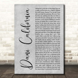 Red Hot Chili Peppers Dani California Grey Rustic Script Song Lyric Print