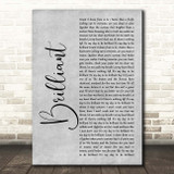 Shinedown Brilliant Grey Rustic Script Song Lyric Print