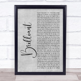 Shinedown Brilliant Grey Rustic Script Song Lyric Print