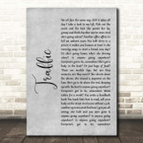 Stereophonics Traffic Grey Rustic Script Song Lyric Print