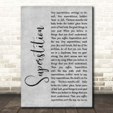 Stevie Wonder Superstition Grey Rustic Script Song Lyric Print
