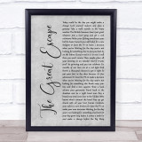 The Rifles The Great Escape Grey Rustic Script Song Lyric Print