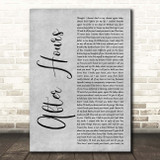 The Weeknd After Hours Grey Rustic Script Song Lyric Print