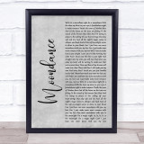 Van Morrison Moondance Grey Rustic Script Song Lyric Print
