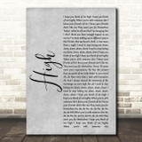 5 Seconds Of Summer High Grey Rustic Script Song Lyric Print