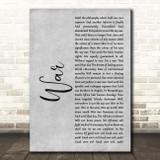 Bob Marley War Grey Rustic Script Song Lyric Print