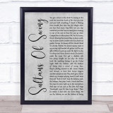 Dire Straits Sultans Of Swing Grey Rustic Script Song Lyric Print