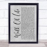 Dire Straits Walk Of Life Grey Rustic Script Song Lyric Print