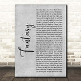 Earth, Wind And Fire Fantasy Grey Rustic Script Song Lyric Print