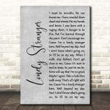 Eric Clapton Lonely Stranger Grey Rustic Script Song Lyric Print