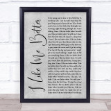 Lauv I Like Me Better Grey Rustic Script Song Lyric Wall Art Print