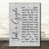 Louis Armstrong Just a Gigolo Grey Rustic Script Song Lyric Wall Art Print