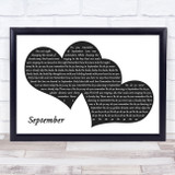 Earth, Wind And Fire September Landscape Black & White Two Hearts Song Lyric Music Art Print