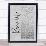 Marshmello Rescue Me Grey Rustic Script Song Lyric Wall Art Print