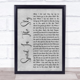 Norman Greenbaum Spirit In The Sky Grey Rustic Script Song Lyric Wall Art Print