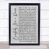 Billy Joel Everybody Has a Dream Grey Rustic Script Song Lyric Wall Art Print