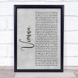 Billy Joel Vienna Grey Rustic Script Song Lyric Wall Art Print