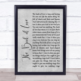 Peter Gabriel The Book of Love Grey Rustic Script Song Lyric Wall Art Print