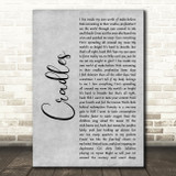 Sub Urban Cradles Grey Rustic Script Song Lyric Wall Art Print