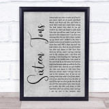 Tennessee Ernie Ford Sixteen Tons Grey Rustic Script Song Lyric Wall Art Print