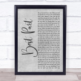 Daniel Caesar Best Part Grey Rustic Script Song Lyric Wall Art Print