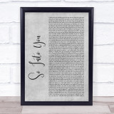 Fabolous ft. Ashanti So Into You Grey Rustic Script Song Lyric Wall Art Print