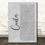 Gerry Cinnamon Canter Grey Rustic Script Song Lyric Wall Art Print