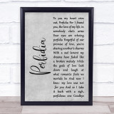 Glenn Miller Perfidia Grey Rustic Script Song Lyric Wall Art Print
