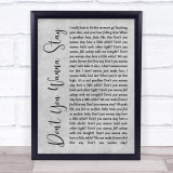 Jason Aldean Ft Kelly Clarkson Don't You Wanna Stay Grey Rustic Script Song Lyric Wall Art Print