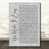 Jason Aldean You Make It Easy Grey Rustic Script Song Lyric Wall Art Print