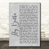 Avicii Hey Brother Grey Rustic Script Song Lyric Quote Music Print